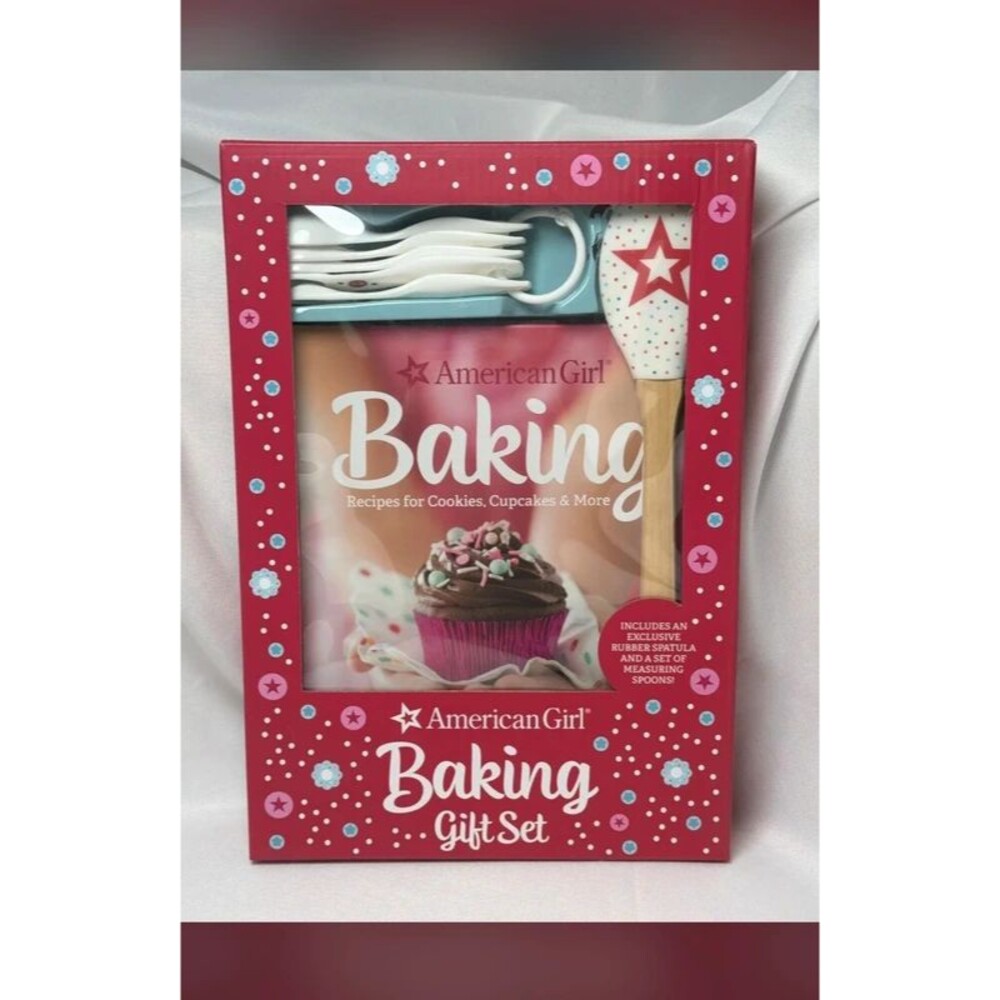 American Girl Baking Gift Set Cookbook Spatula Measuring Spoons Boxed Set